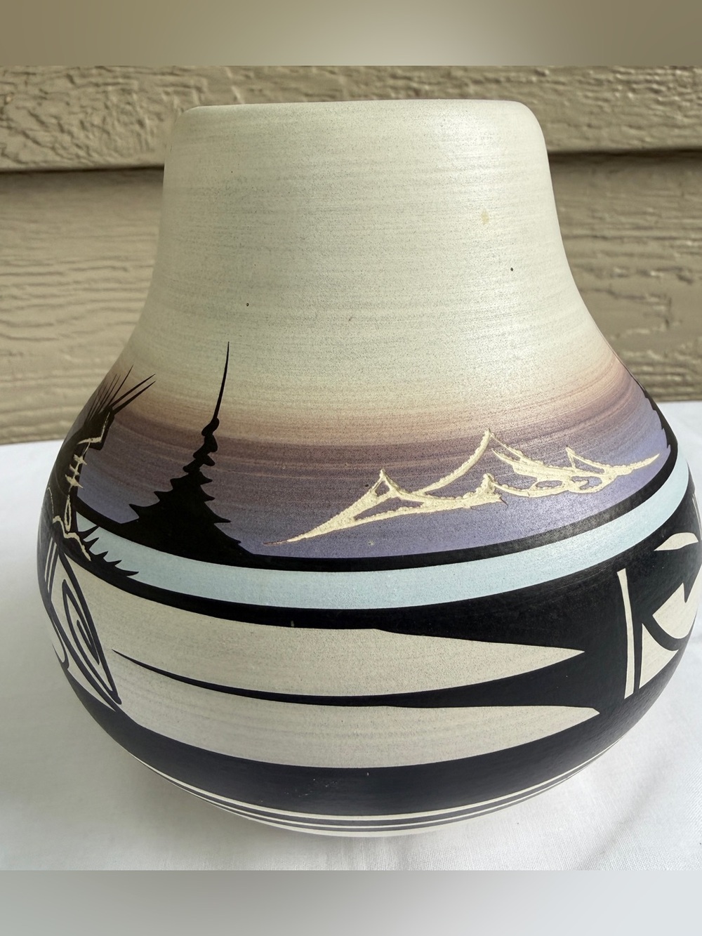 Native American Hand Painted Pottery Cowboy Horse Vase Signed Randy Navajo 6” - Picture 3 of 11